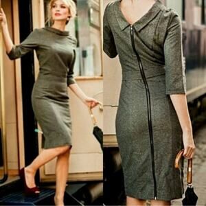 Wool Dress XS Retro Minimalist Classic 60s Style Wiggle Shabby Apple 0 2 Pinup